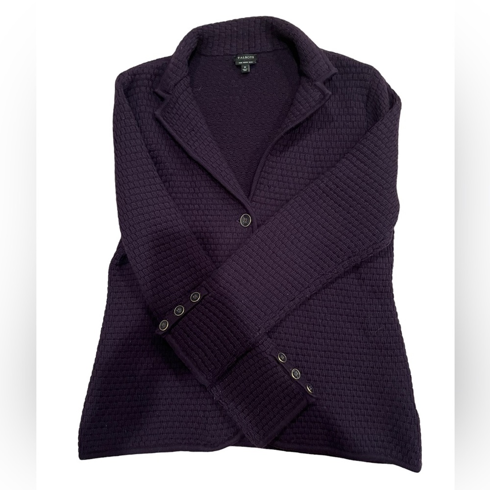 Talbots Purple Merino Wool Cardigan size Medium